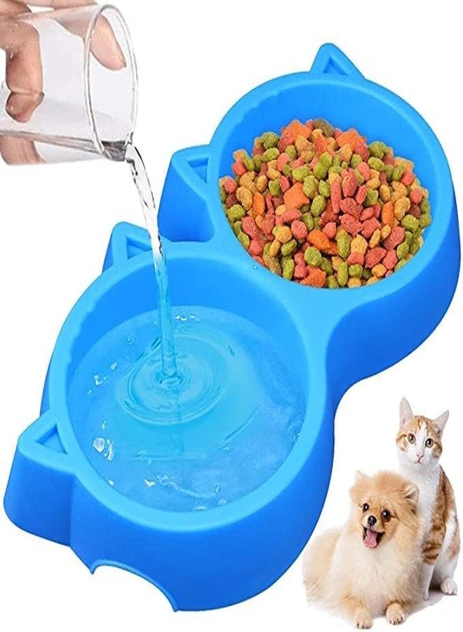 RoverPets 2-in-1 Non-Slip Cat Face Shaped Pet Feeding Bowl | Dual Food & Water Feeder for Dogs and Cats | Non-Toxic, BPA-Free Plastic Double Dish Feeder (Color May Vary) - Image 1